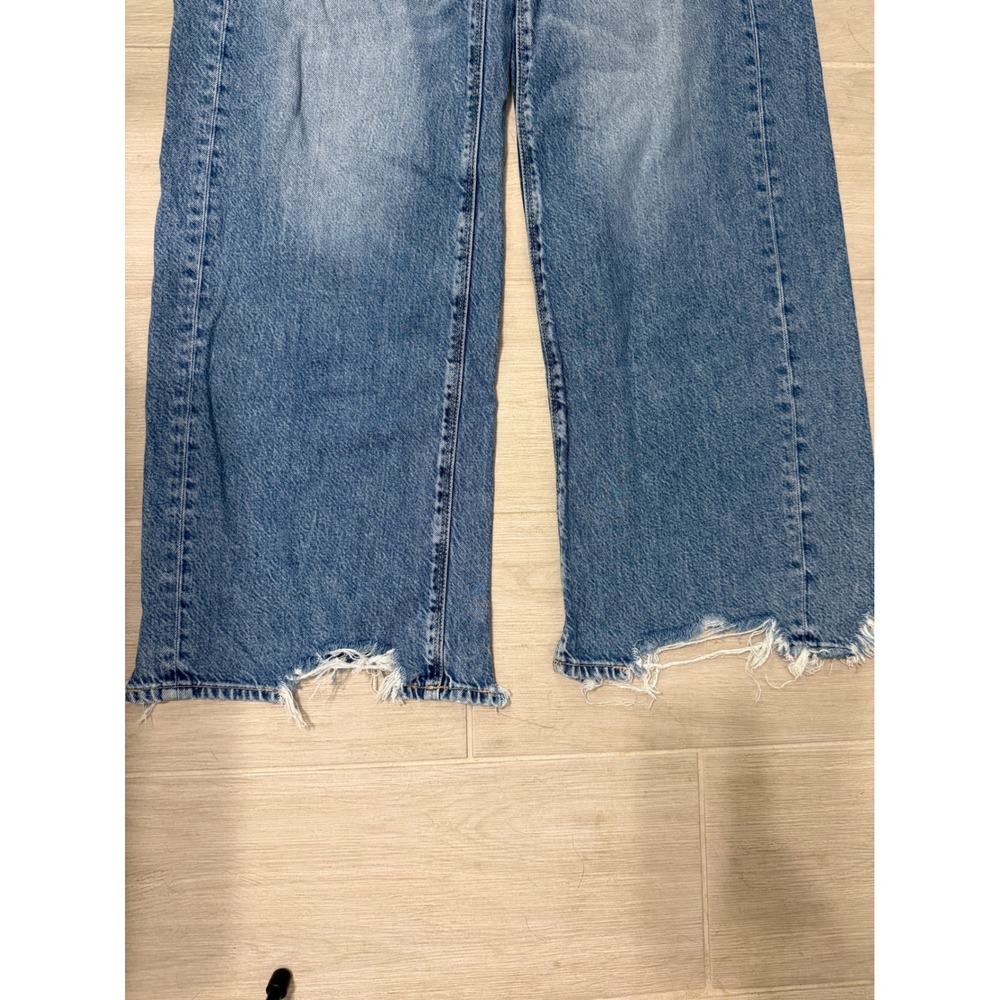 American Eagle Super High-Rise Baggy Wide Leg Jeans Size 8 Excellent Raw Hem - Picture 8 of 8